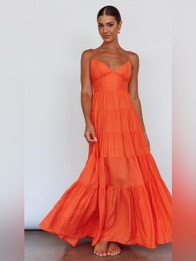 Mika & Gala Main Attraction Cami Strap Maxi Dress Tangerine